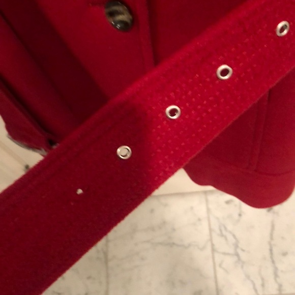 Kenneth Cole Red Wool coat with Belt - Picture 5 of 7